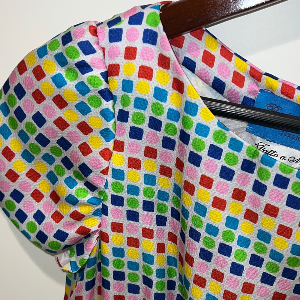 Paola Quadretti. Made in Italy. Silk Multicolor Dress 6 EUC